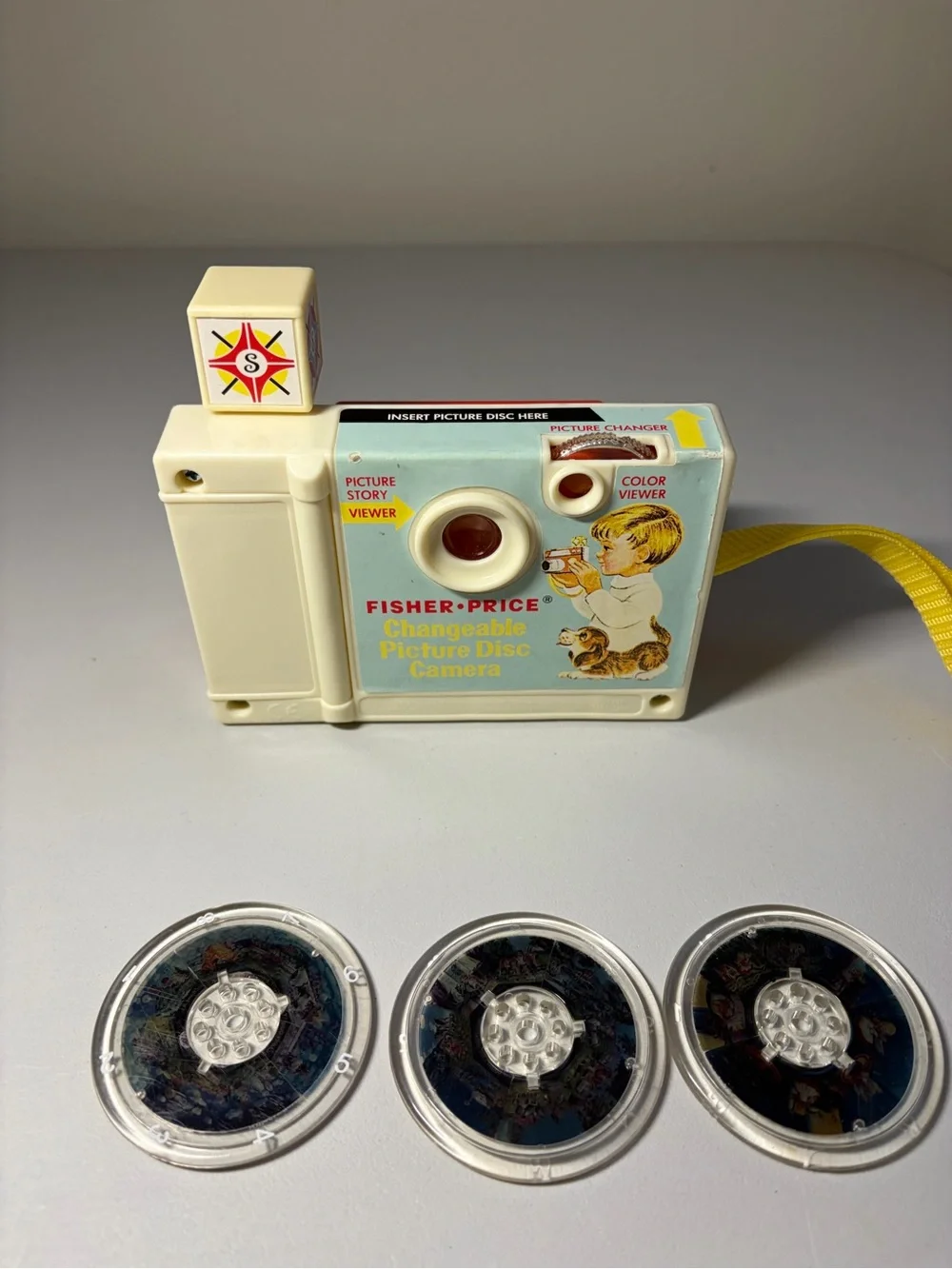 Fisher-Price Red Toy Camera with Yellow Strap and White Lens